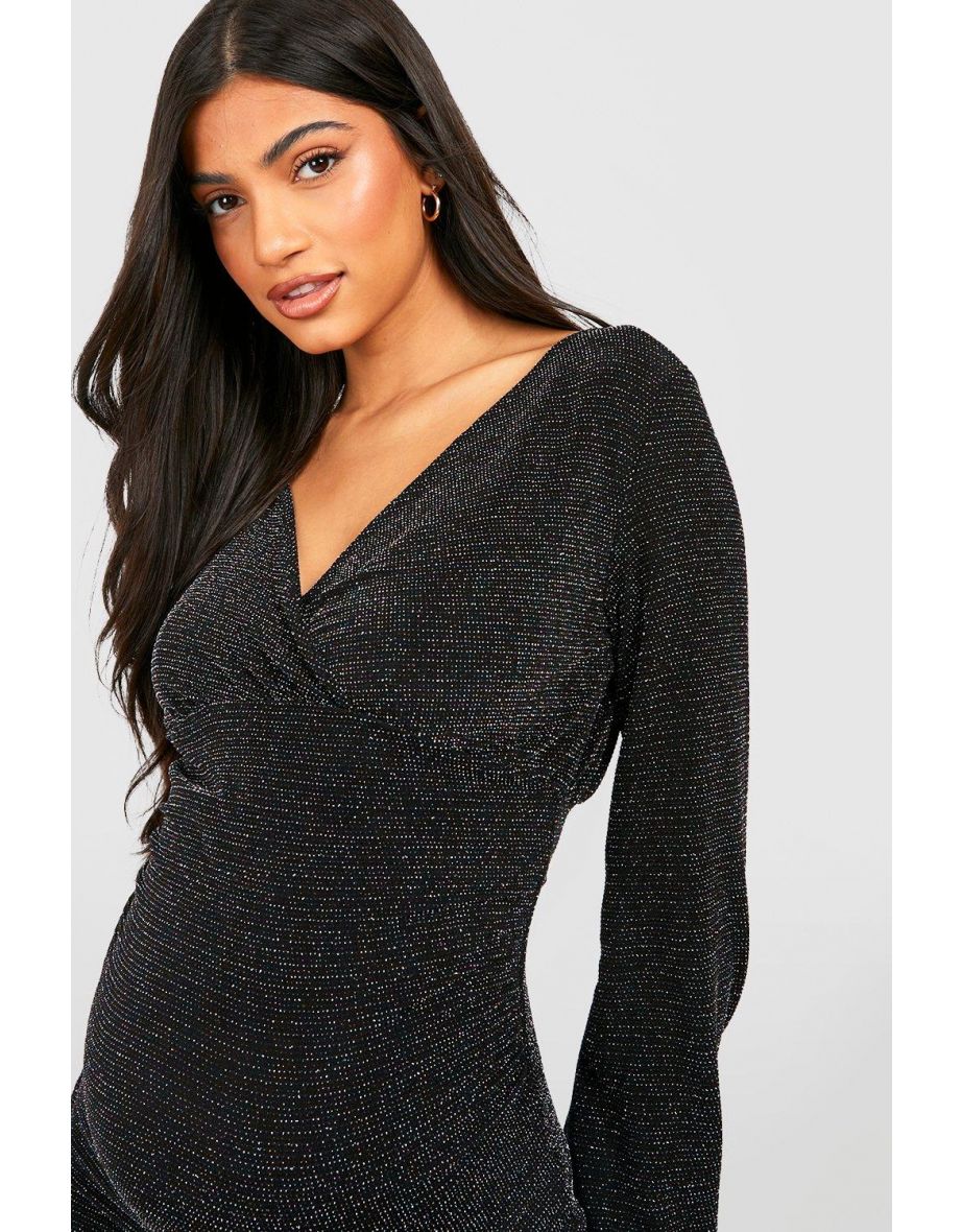 Maternity Glitter Wrap Mini Dress - multi - 3