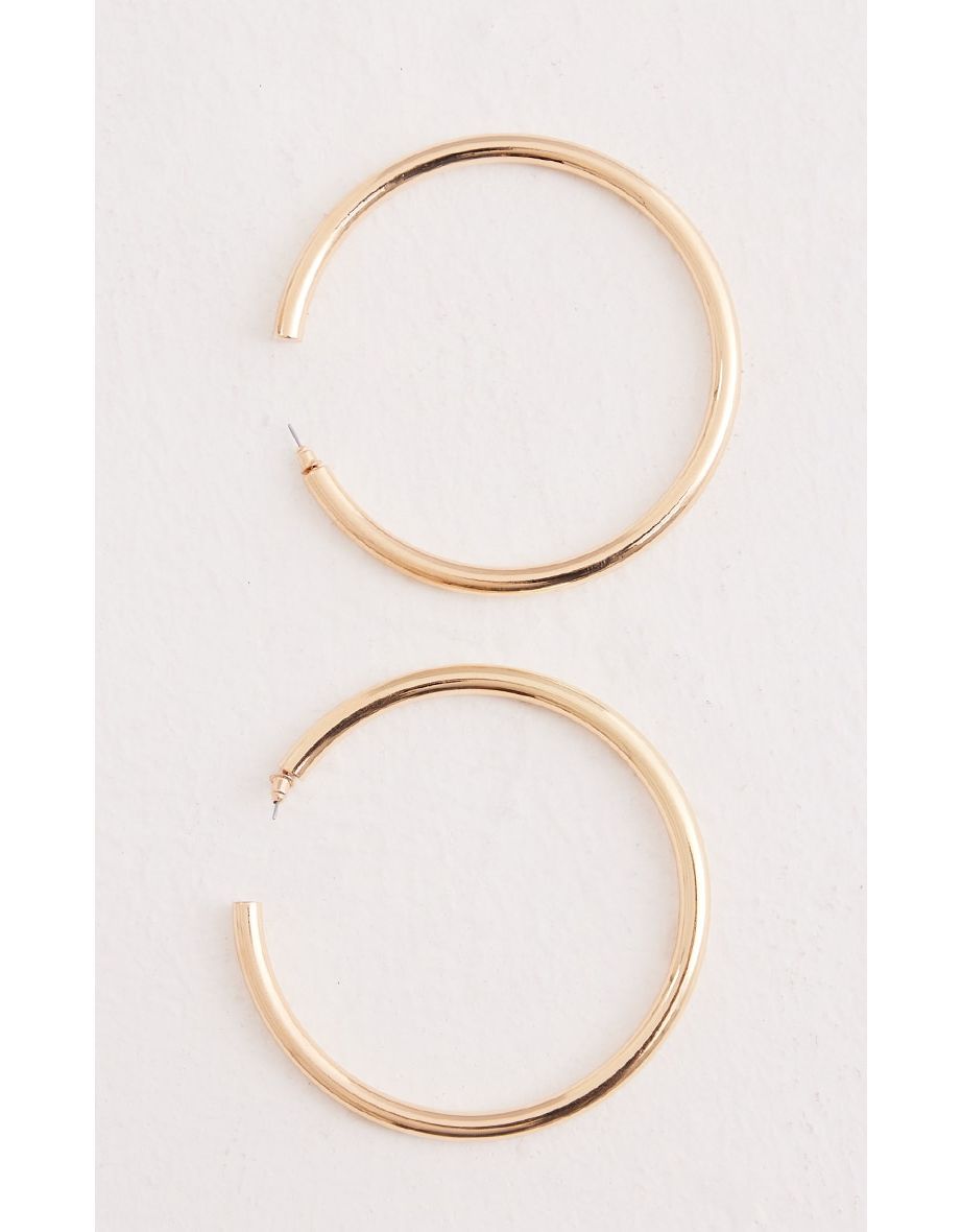 Gold Extra Large Thick Statement Hoop Earrings - 2