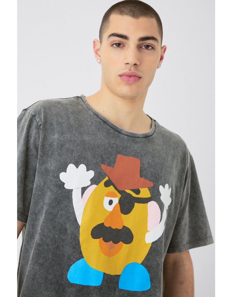 Oversized Disney Toy Story Anime Wash License T-shirt - charcoal - 2