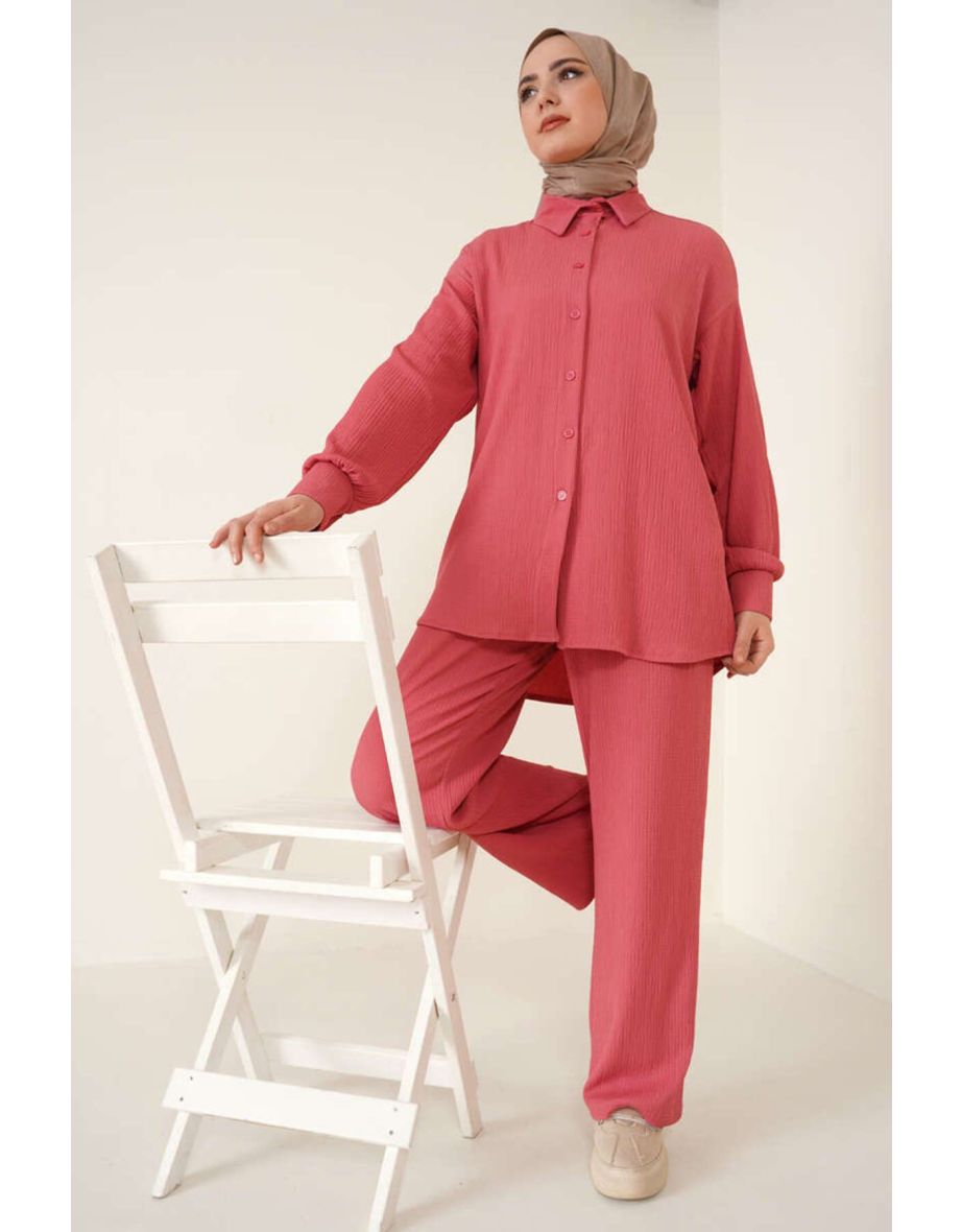 Knitted Two Piece Set - Pale Pink