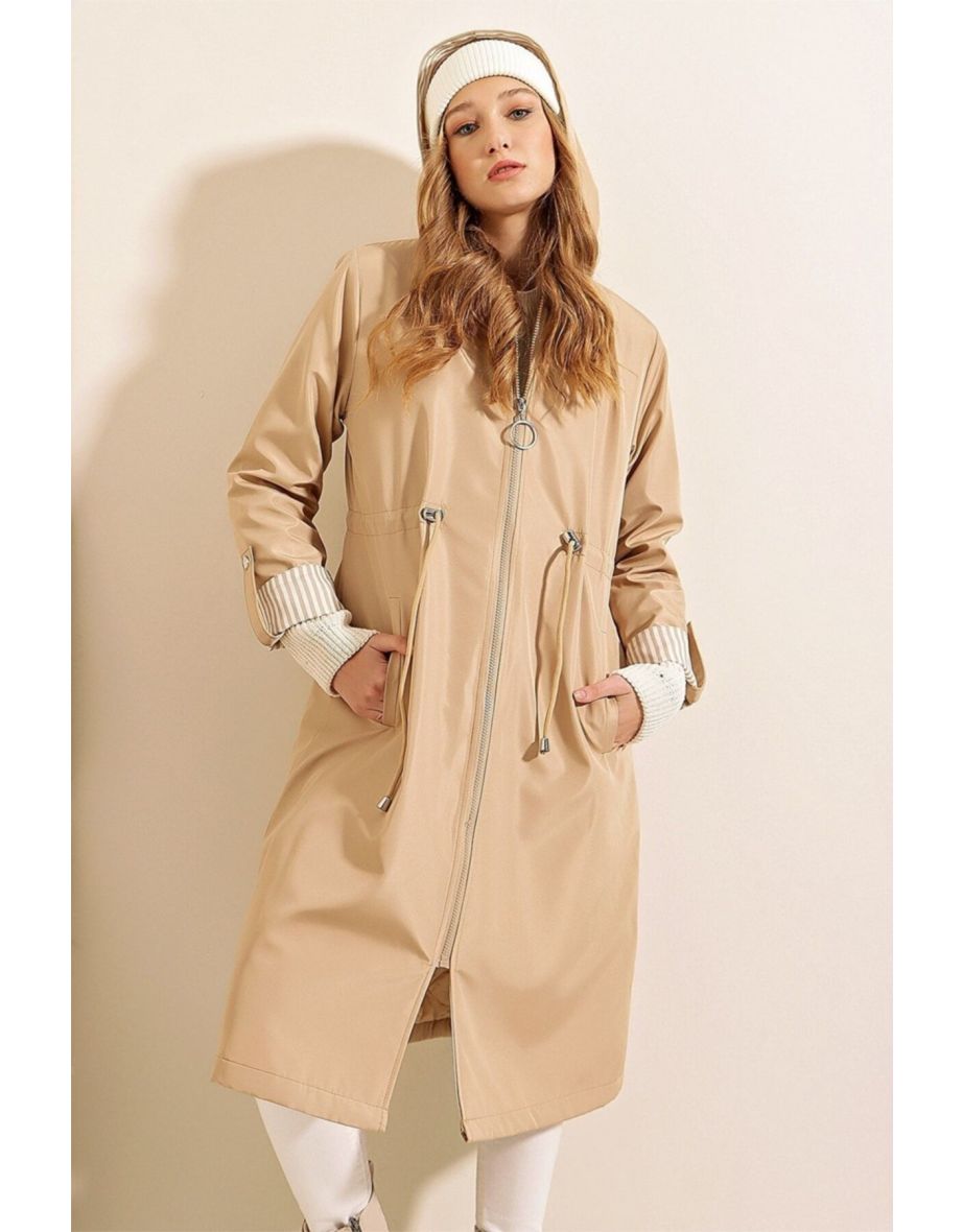 Trench Coat - Beige - Double-breasted