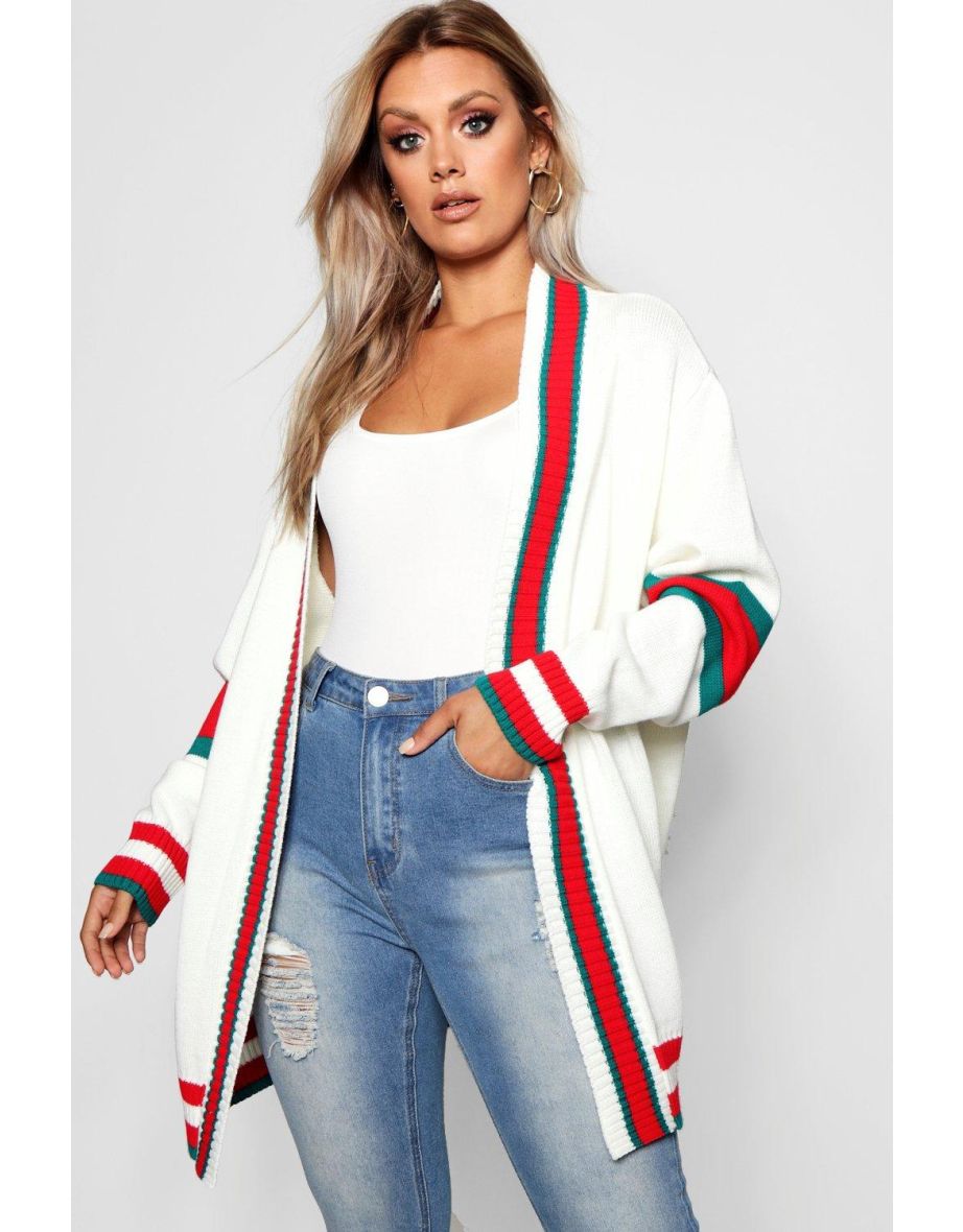 Contrast stripe cardigan sale