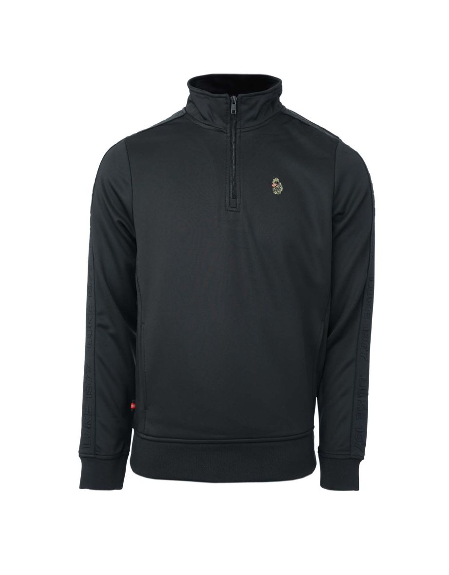 Shop Men s Luke 1977 Tric Quarter Zip Sweatshirt in Black Online in Bahrain VogaCloset