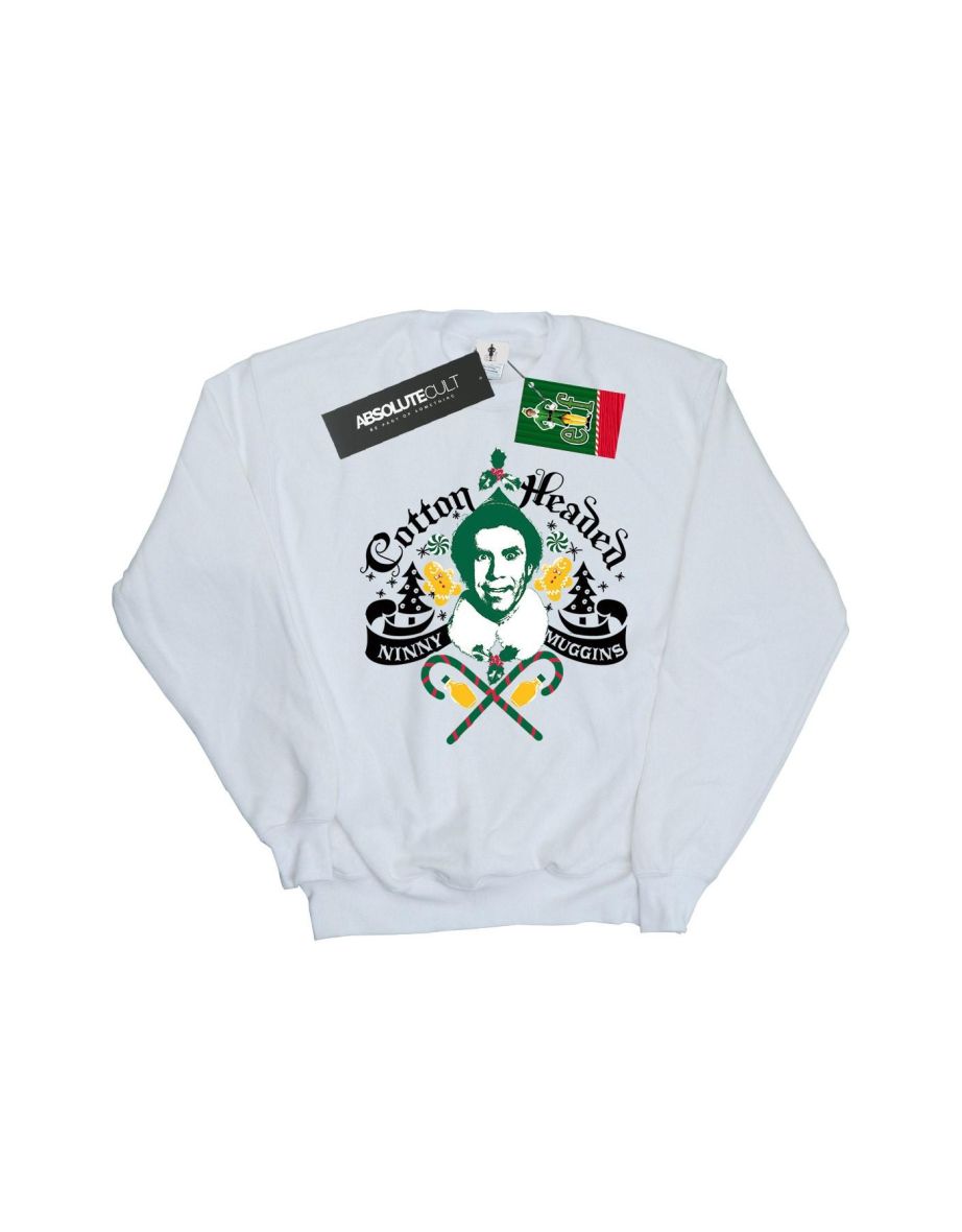 Elf Girls Headed Ninny Muggins Sweatshirt - White