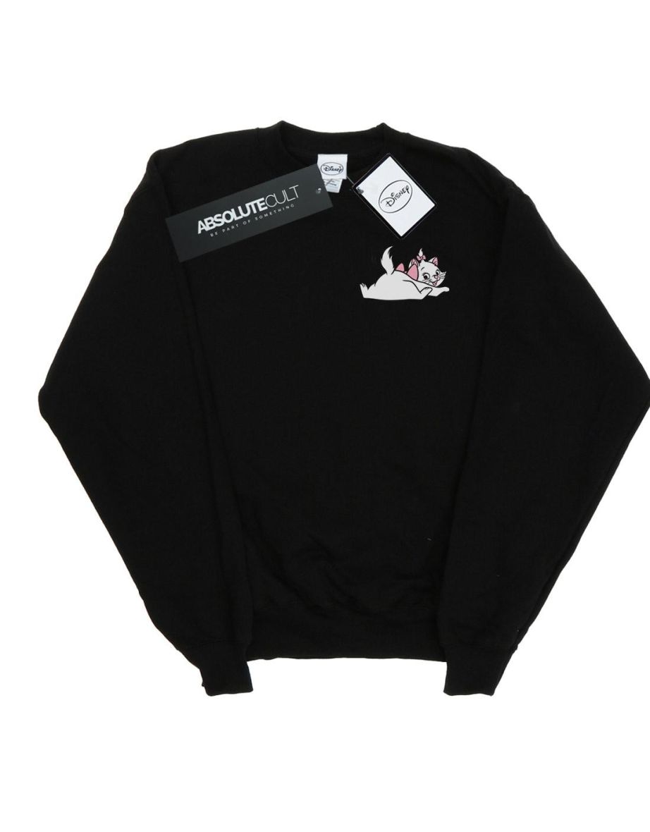 Disney Girls Aristocats Marie Sweet Backside Breast Print Sweatshirt - Black