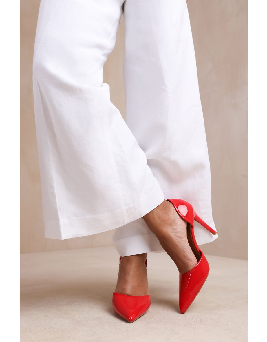 ATHENS POINTED TOE STILETTO HIGH HEELS IN RED PATENT