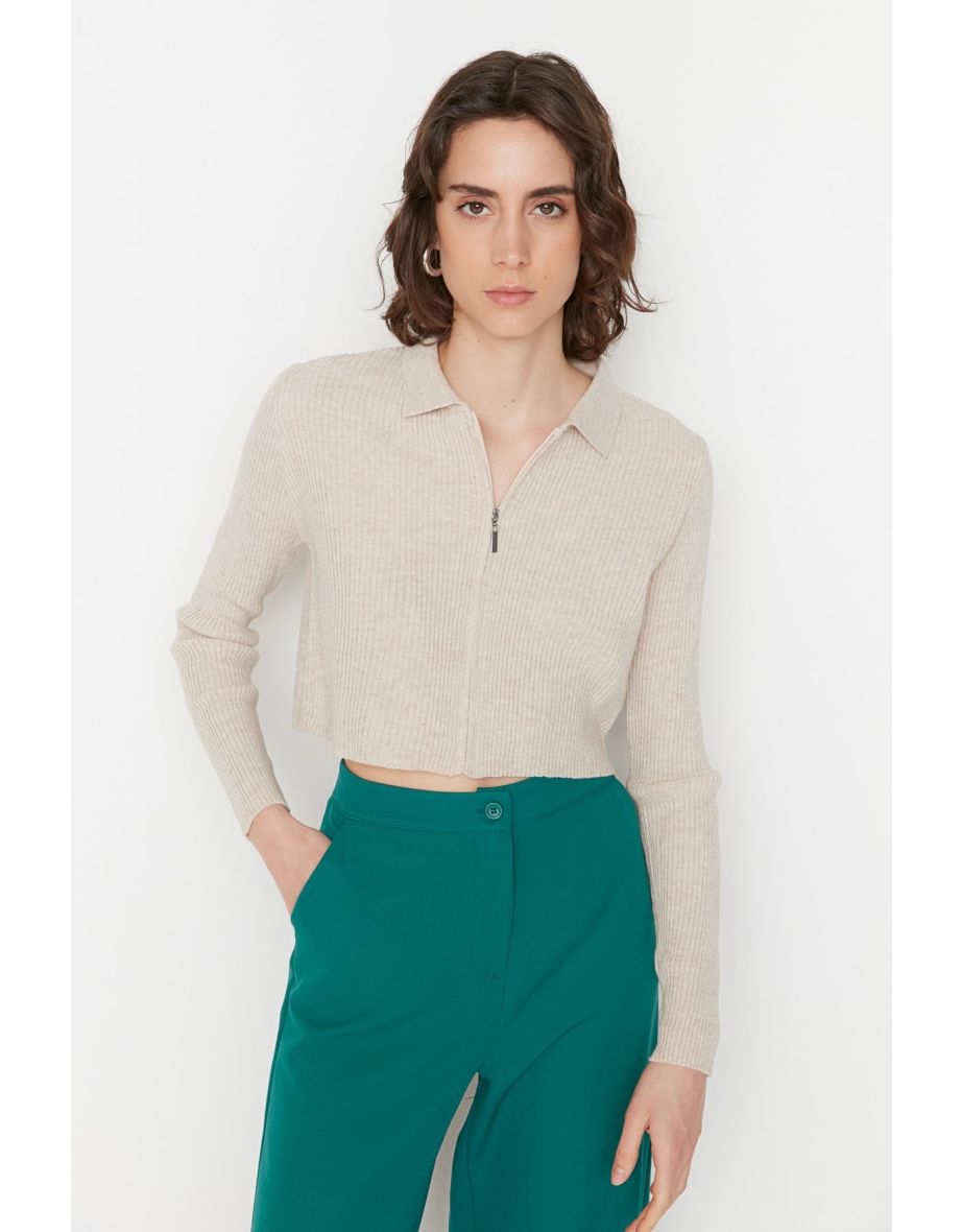 Cardigan - Beige - Slim fit