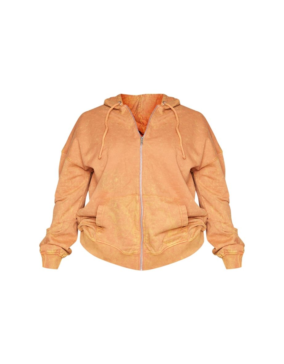Shape Clay Acid Wash Zip Up Hoodie - 4