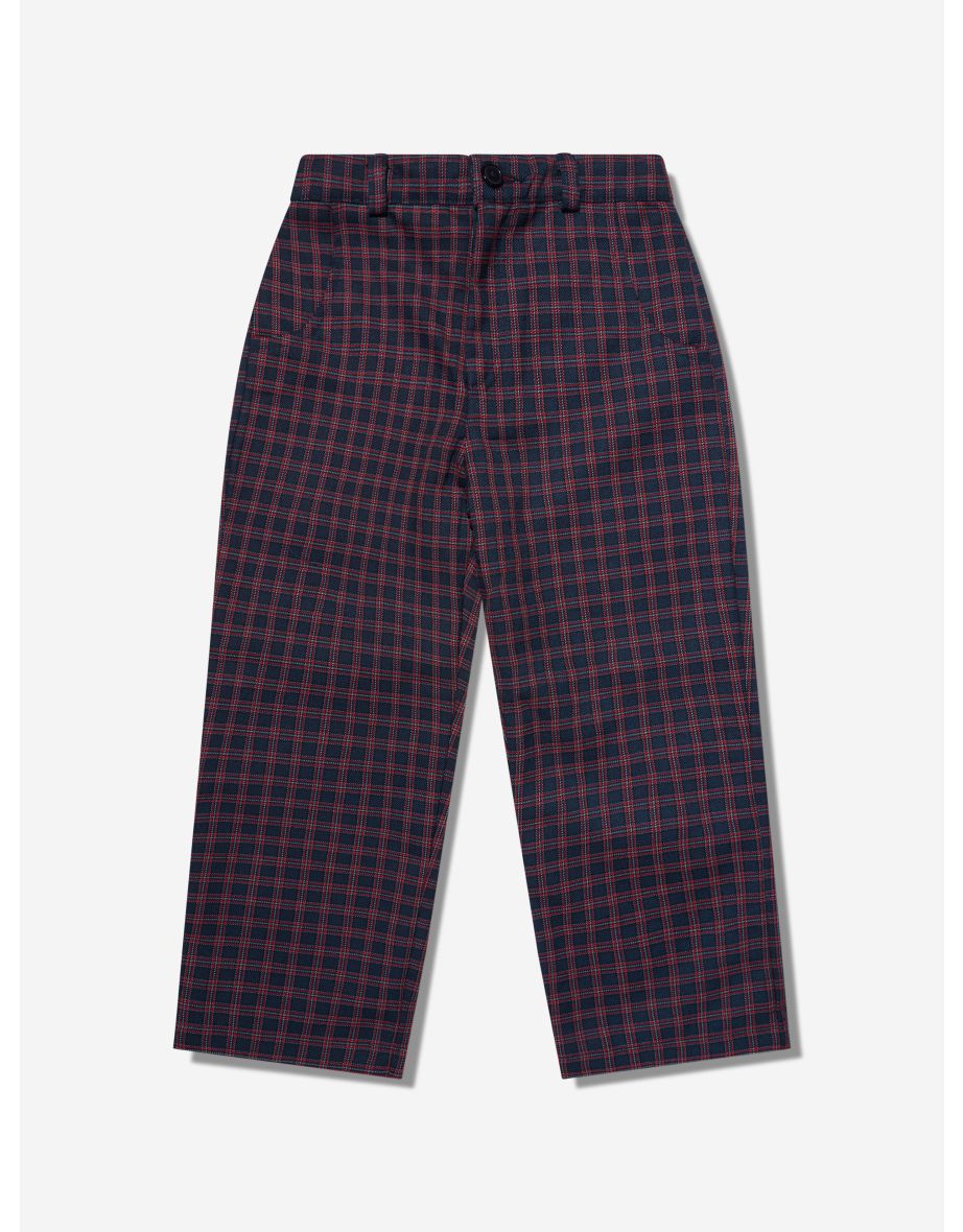 Kids Boy's Check Trouser with Knot Waist