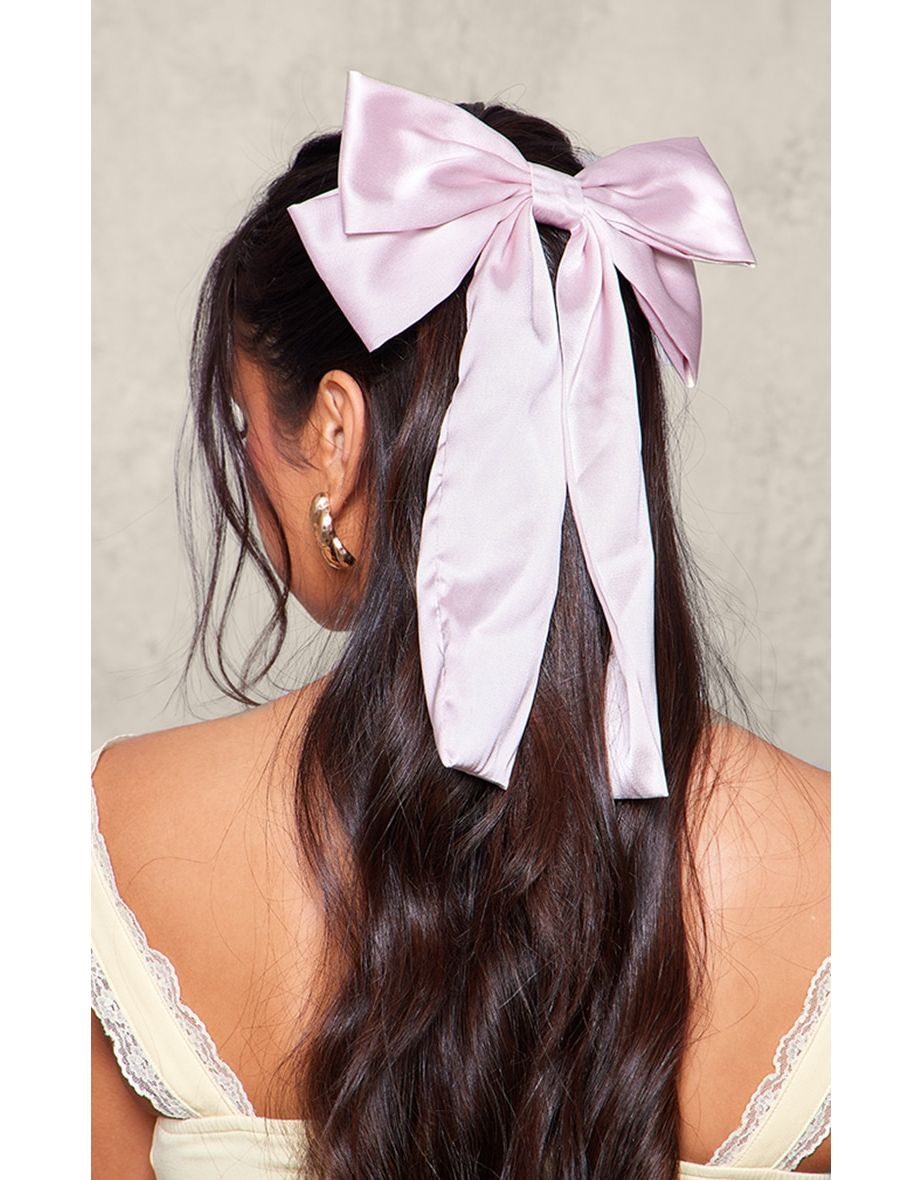 Baby Pink Oversized Satin Bow Hair Clip