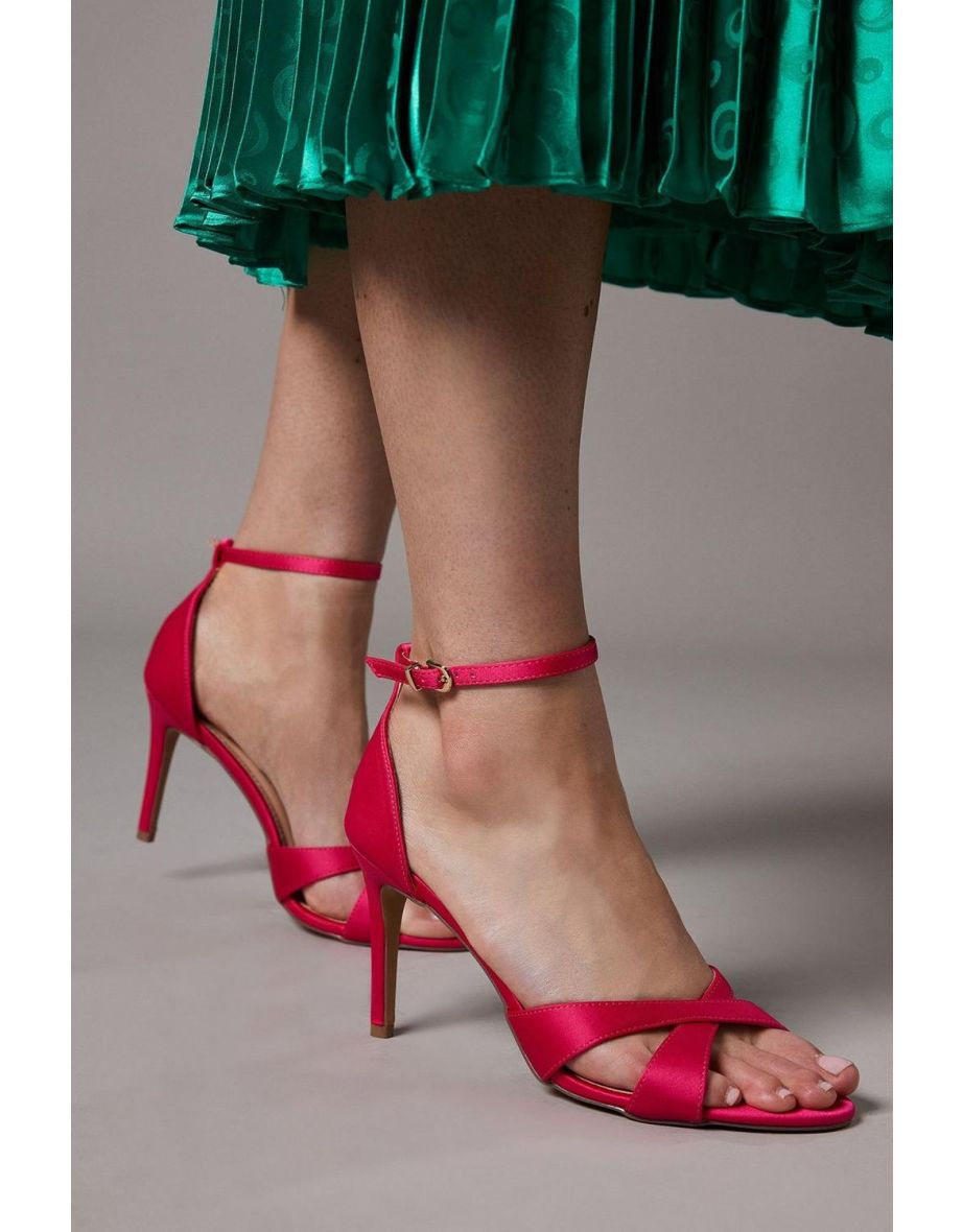 Cadenza Satin Cross Strap High Stiletto Heel Sandals