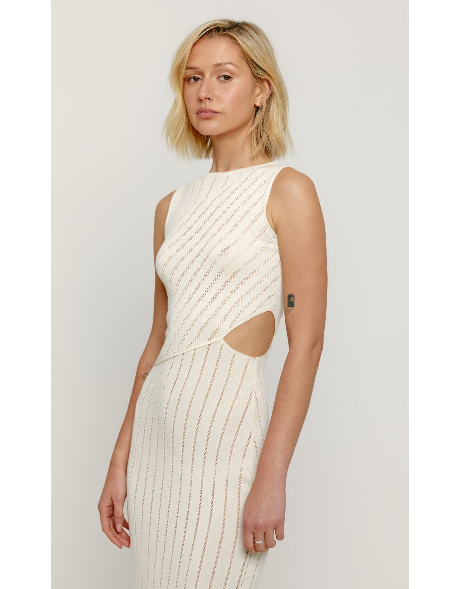 Cream Pointelle Exposed Seam Dress - 2