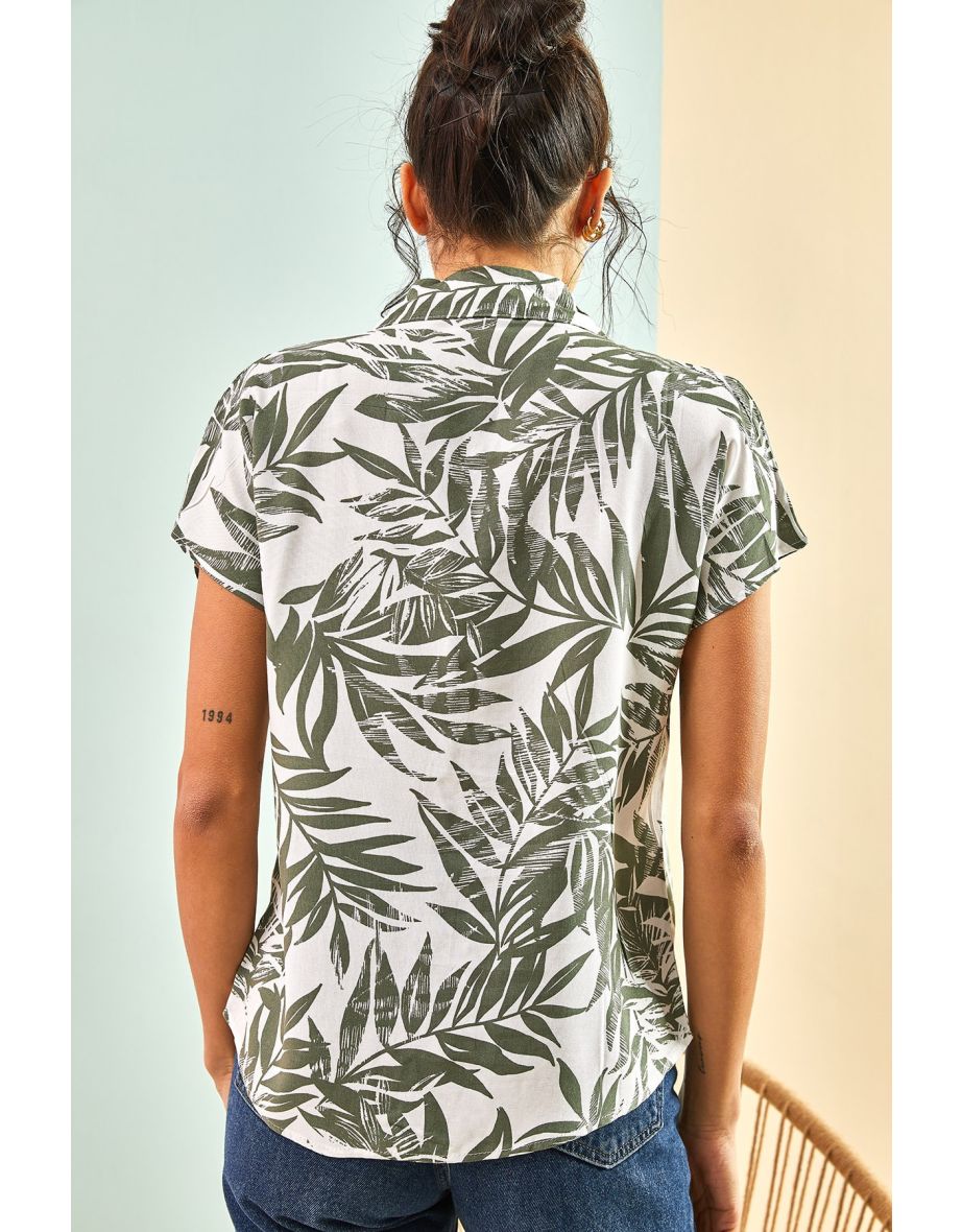 Women's Multi Patterned Bat Sleeve Shirt - 5