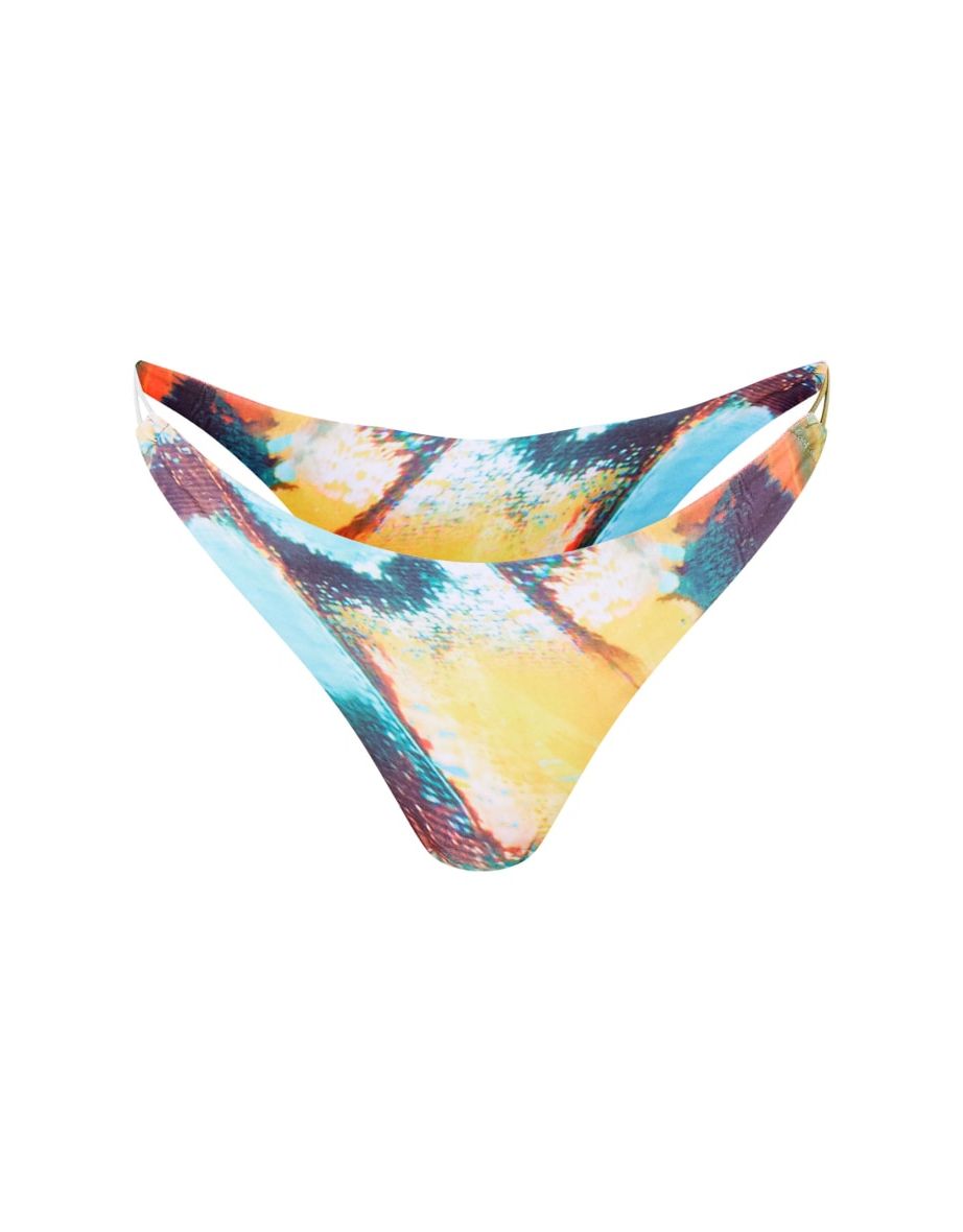 Blue Brazilian String Butterfly Print Side Bikini Bottoms - 3