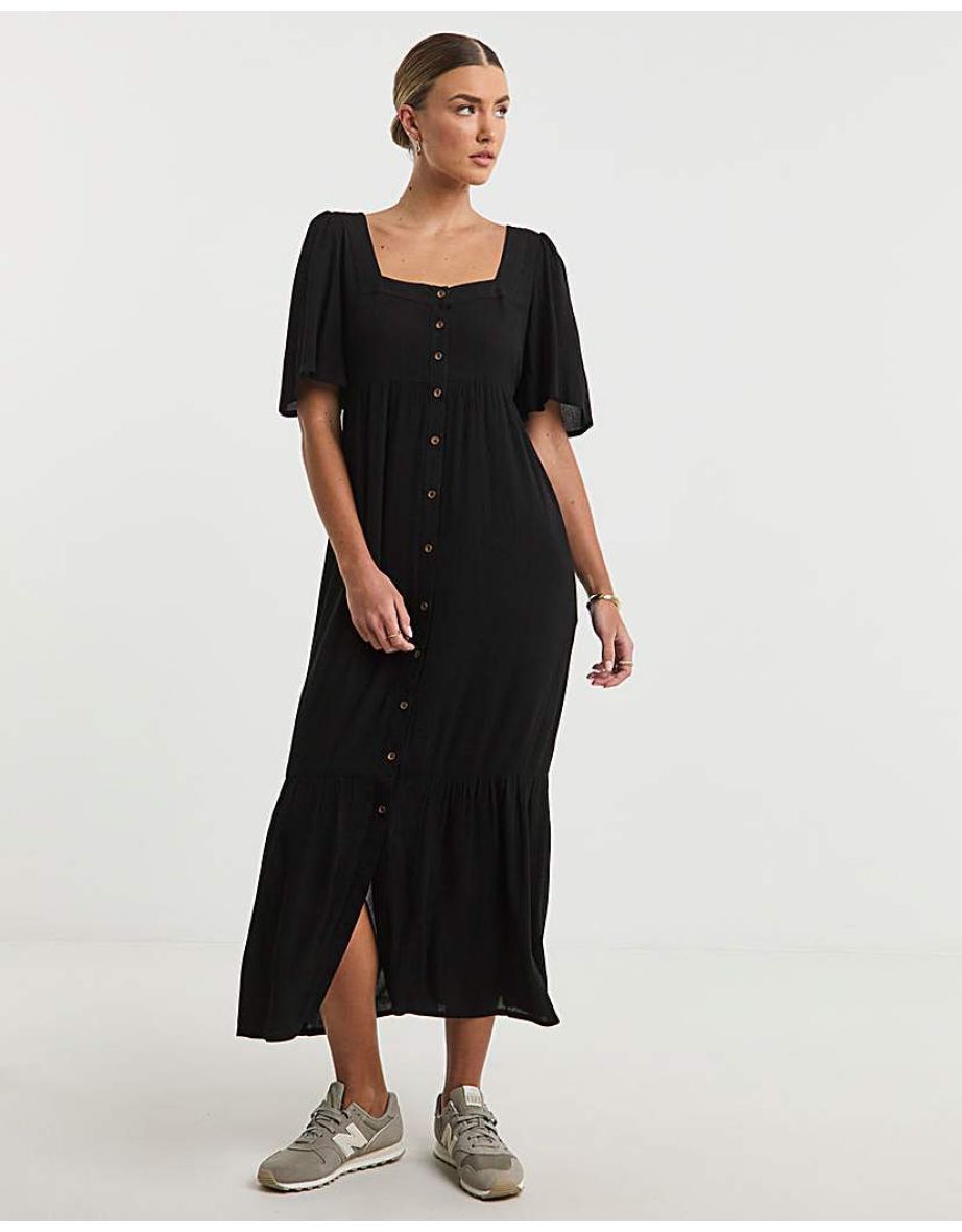 Black Crinkle Maxi Dress