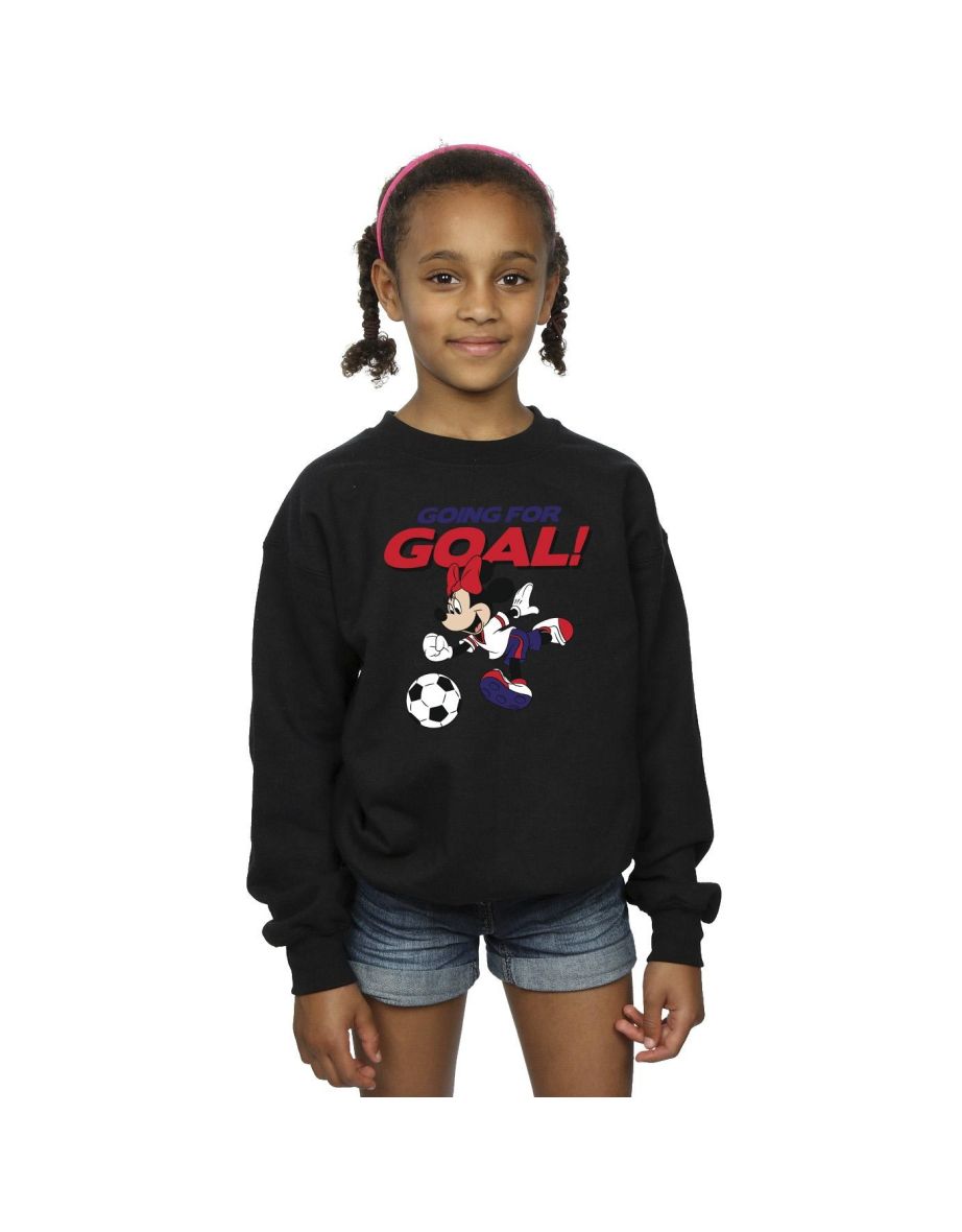 Disney Girls Minnie Mouse Going For Goal Sweatshirt - Black