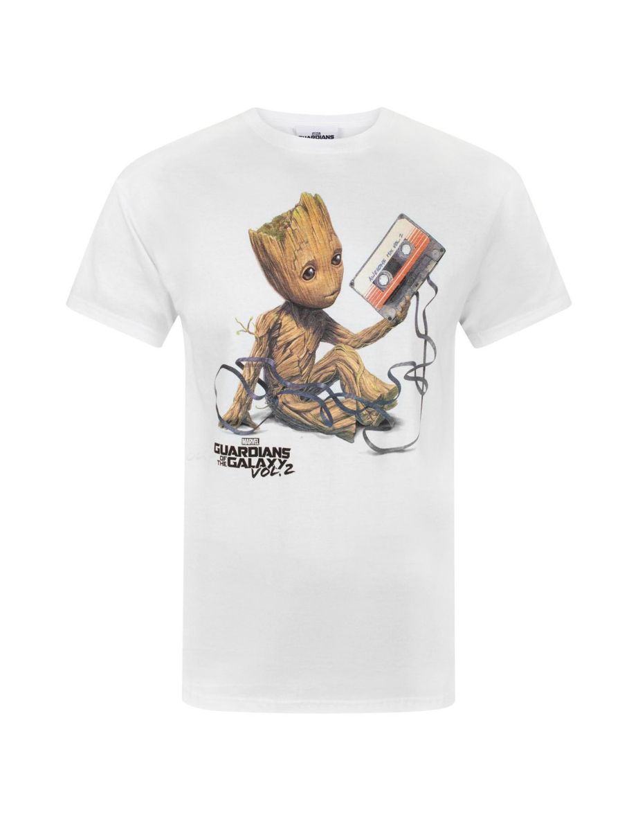 Guardians Of The Galaxy Mens Vol 2 Groot Tape T-Shirt - White