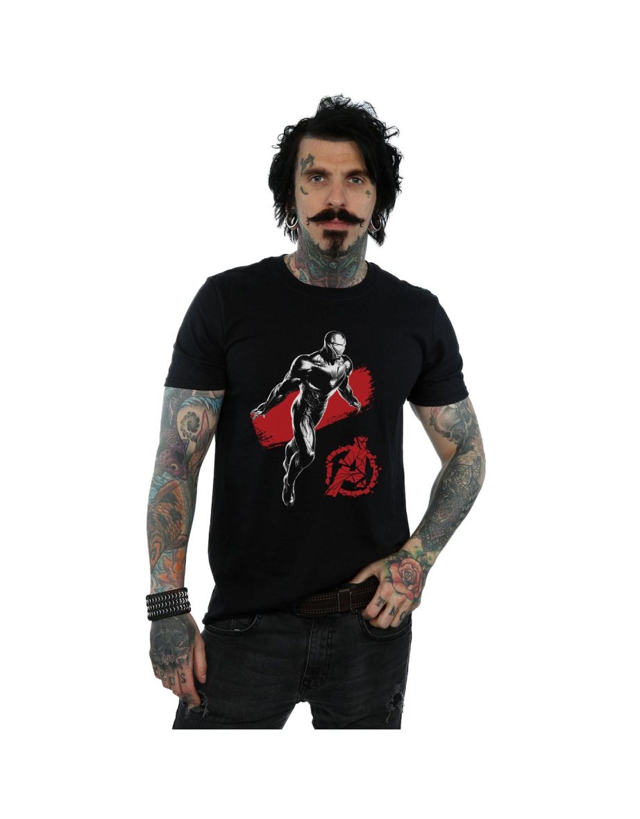Marvel Mens Avengers Endgame Mono Iron Man T-Shirt - Black