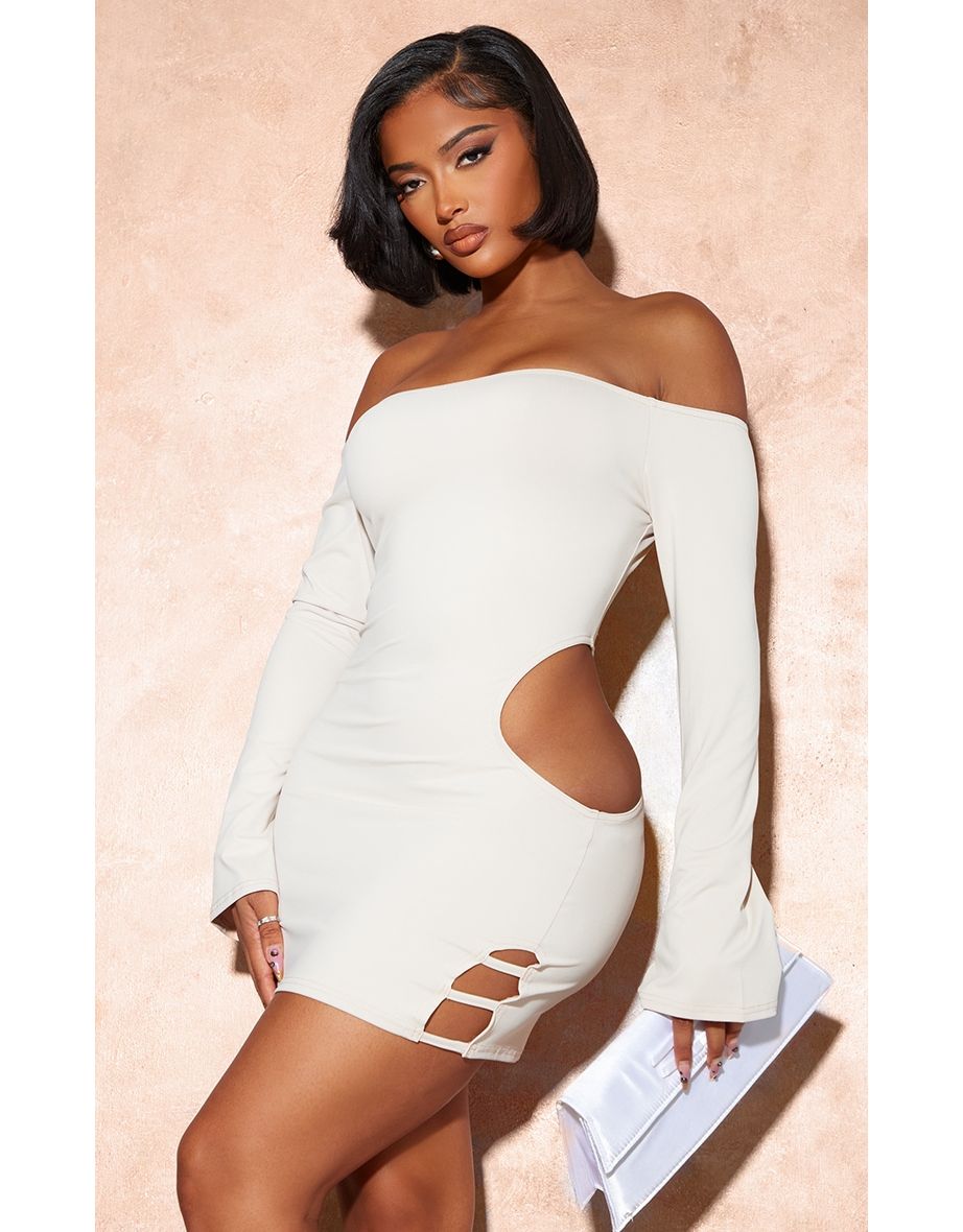 Shop Shape Stone Soft Touch Bardot Cut Out Bodycon Dress Online in Bahrain VogaCloset