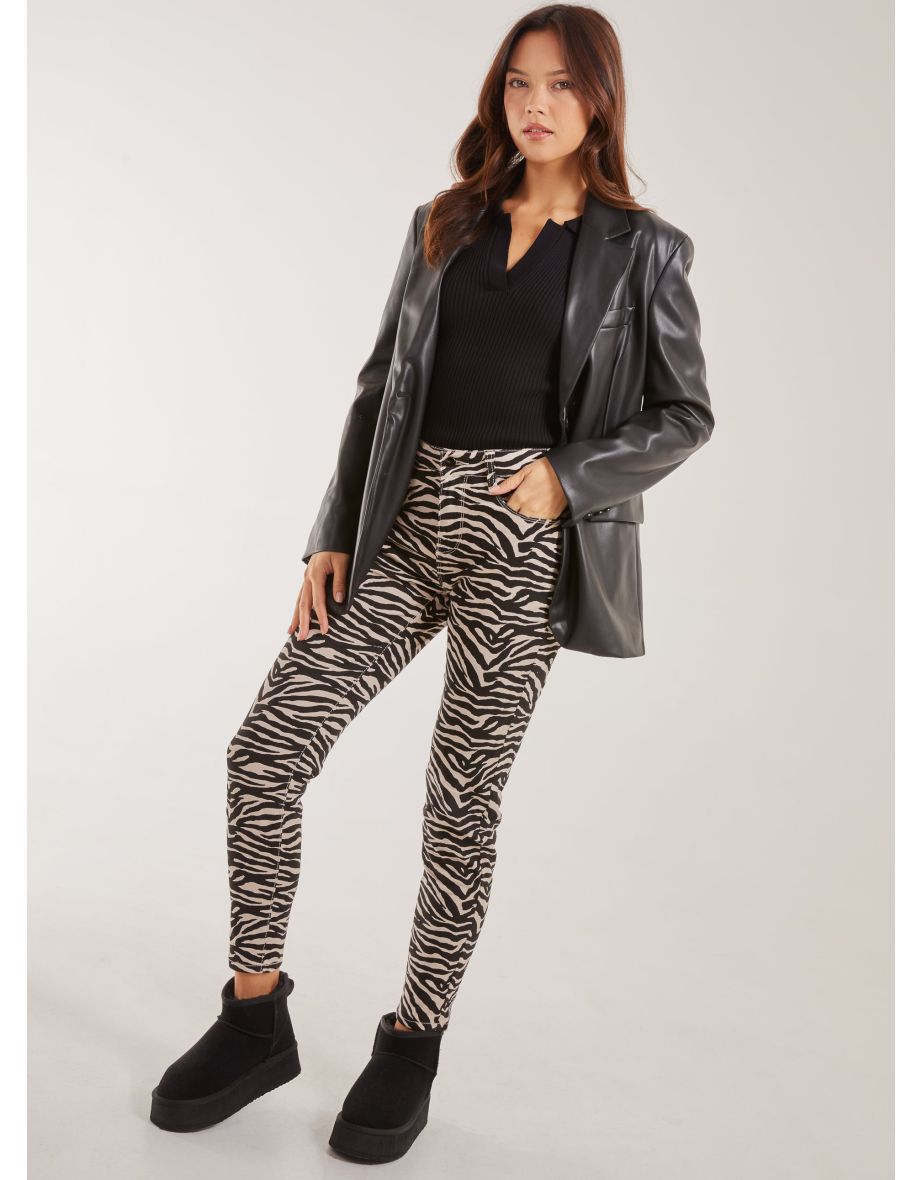 Zebra Print Straight Jeans