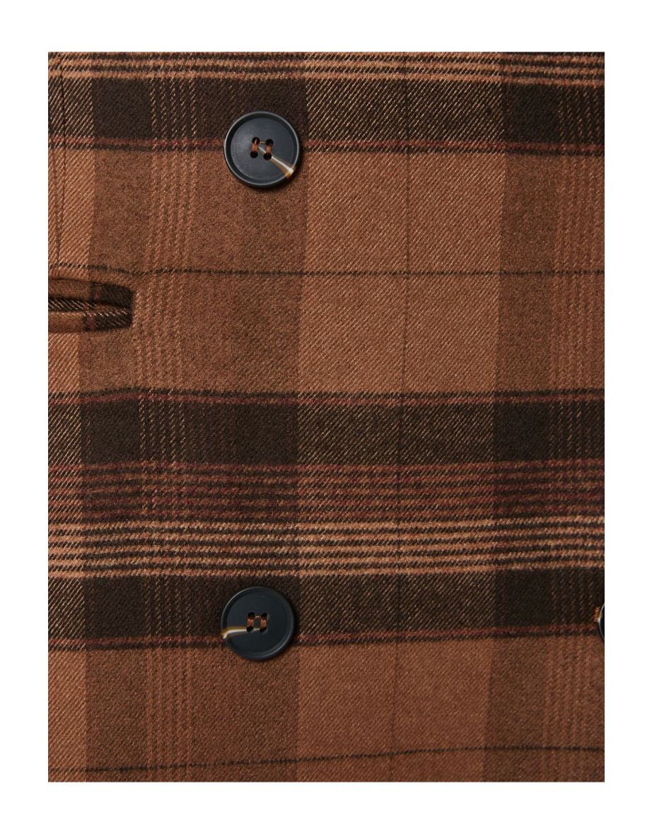 Women's Brown Plaid Coat - 7