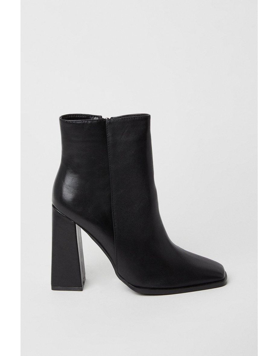 Shop Faith Agnes High Block Heel Square Toe Ankle Boots Online in Oman VogaCloset