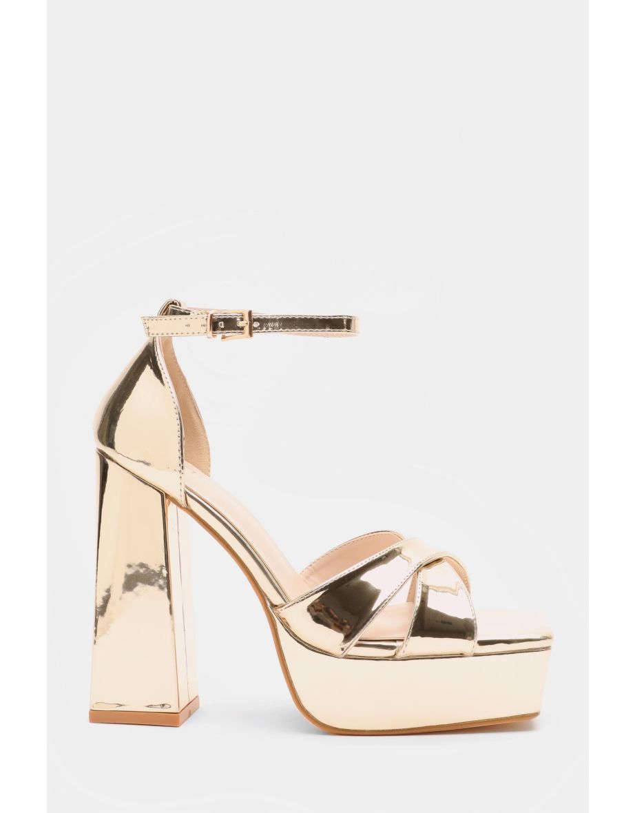 Gold Mirrored Platform Heels
