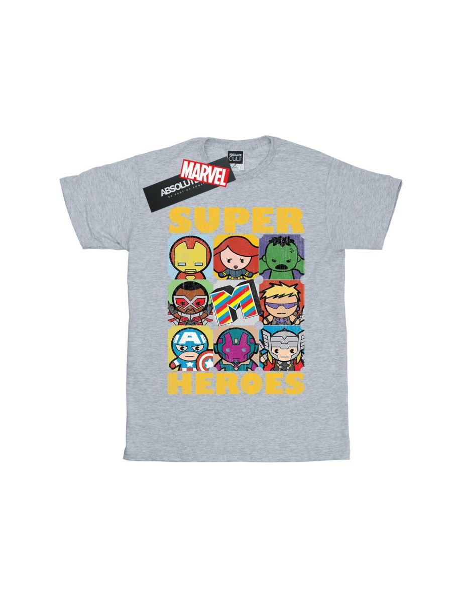 Marvel Boys Kawaii Super Heroes T-Shirt - Sports Grey - 1