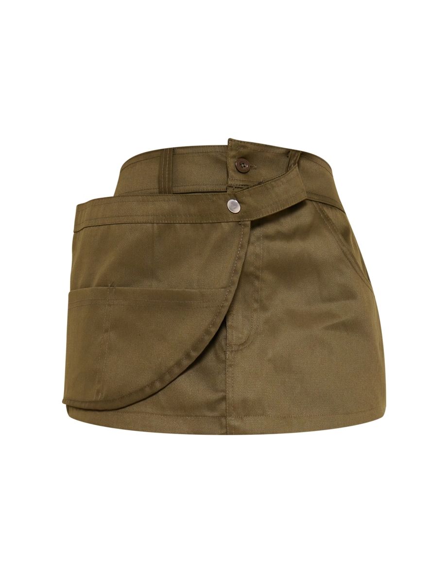 Khaki Woven Wrap Detail Micro Mini Cargo Skirt - 5