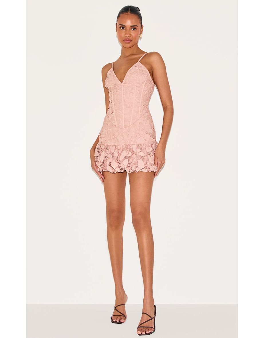 Pink Floral Cup Detail Extreme Puffball Hem Dress