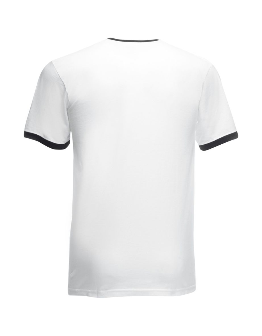 Fruit Of The Loom Mens Ringer Short Sleeve T-Shirt - White/Black - 1