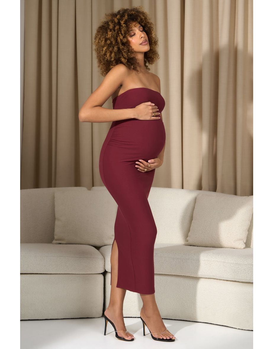 Bowie | Vintage Berry Strapless Maternity Maxi Dress - 4