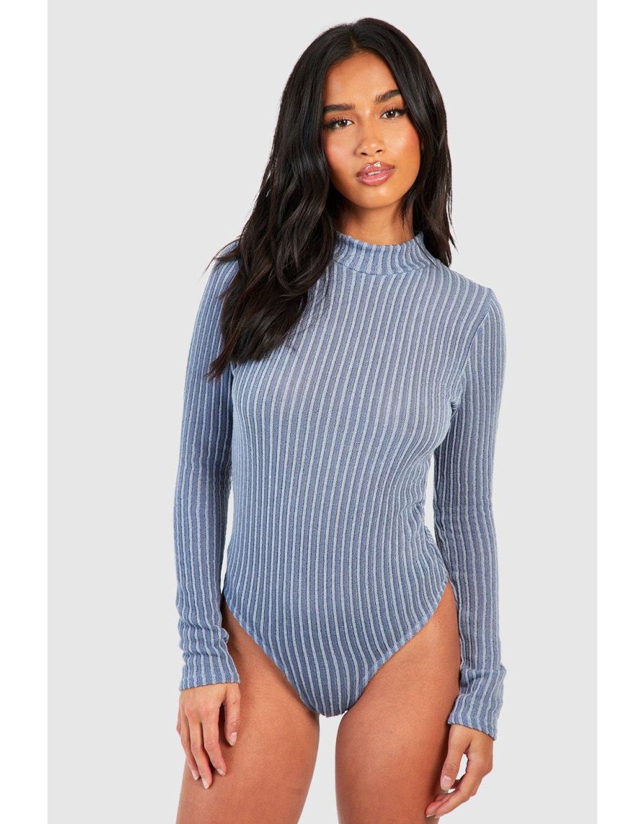 Petite Rib Two Tone Bodysuit - 3