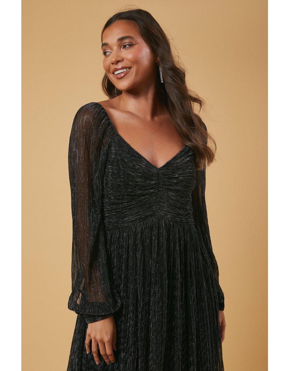 Petite Occaison Plisse Pleated Midi Dress - 3