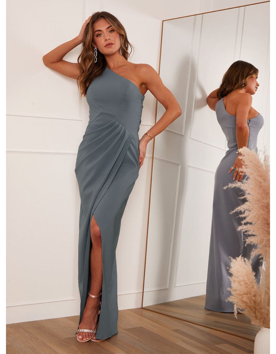 One-Shoulder Bodycon Dress in Sage Green