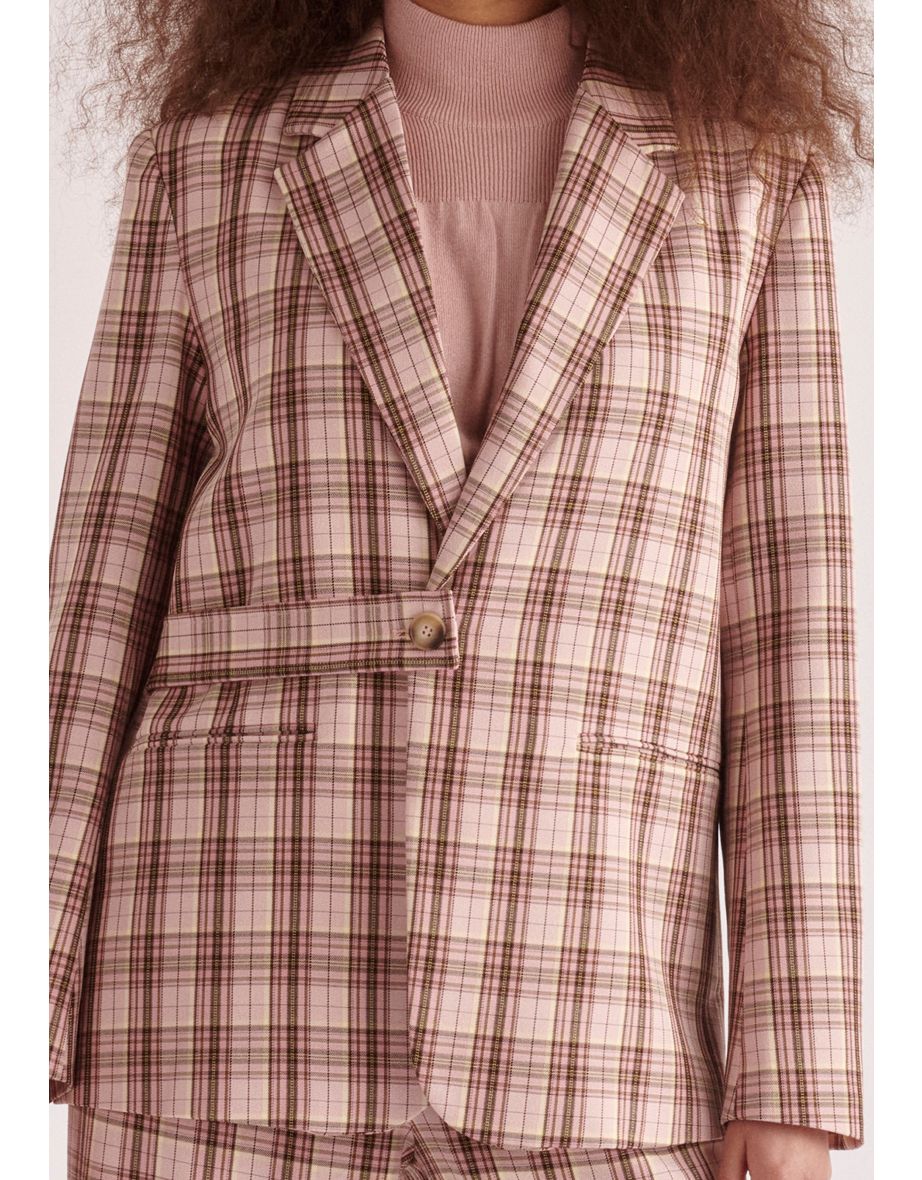Belted Plaid Blazer - 7