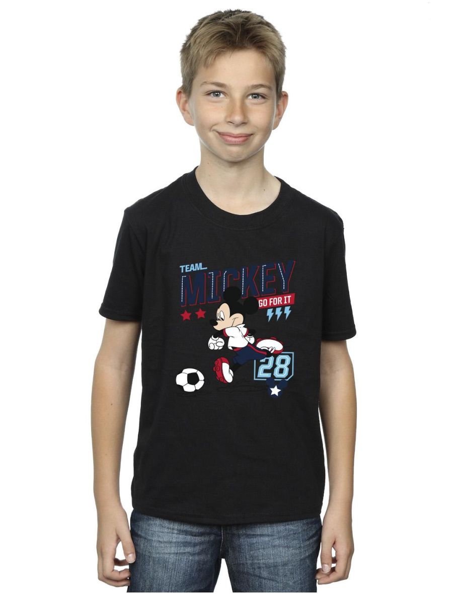 Disney Boys Mickey Mouse Team Mickey Football T-Shirt - Black