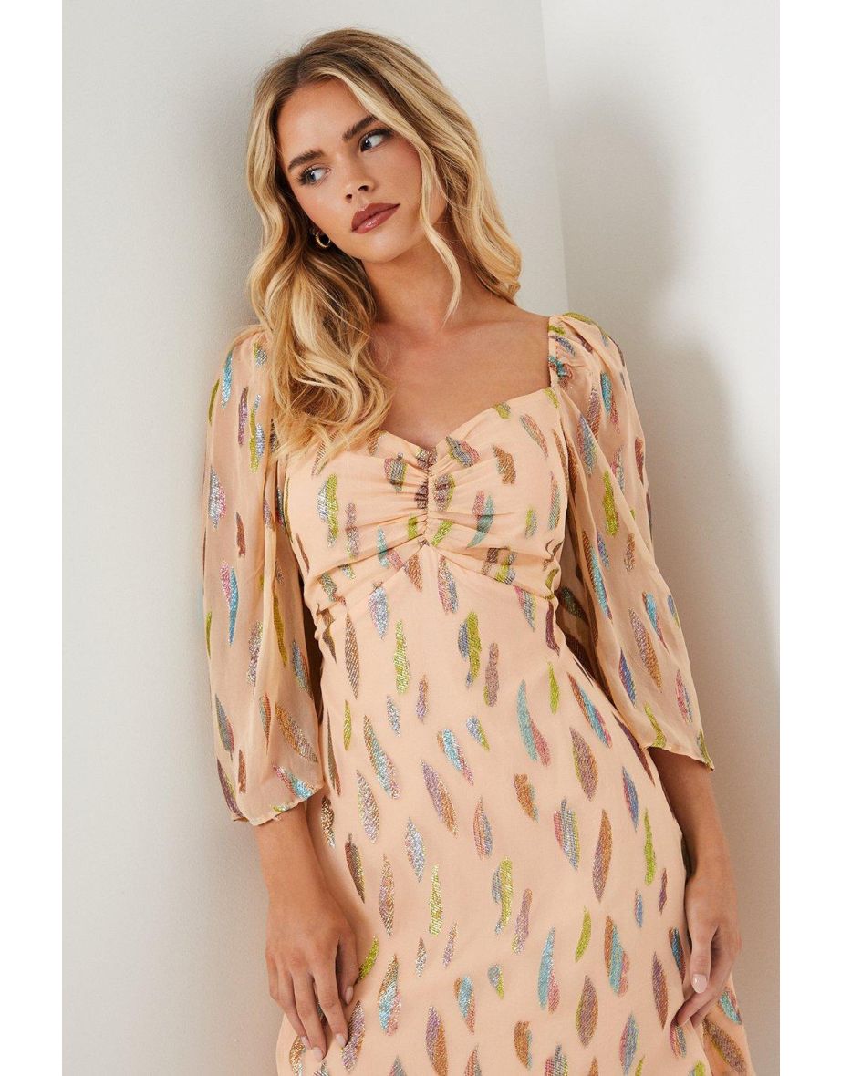Petite Glitter Flare Sleeve Swing Dress - 3