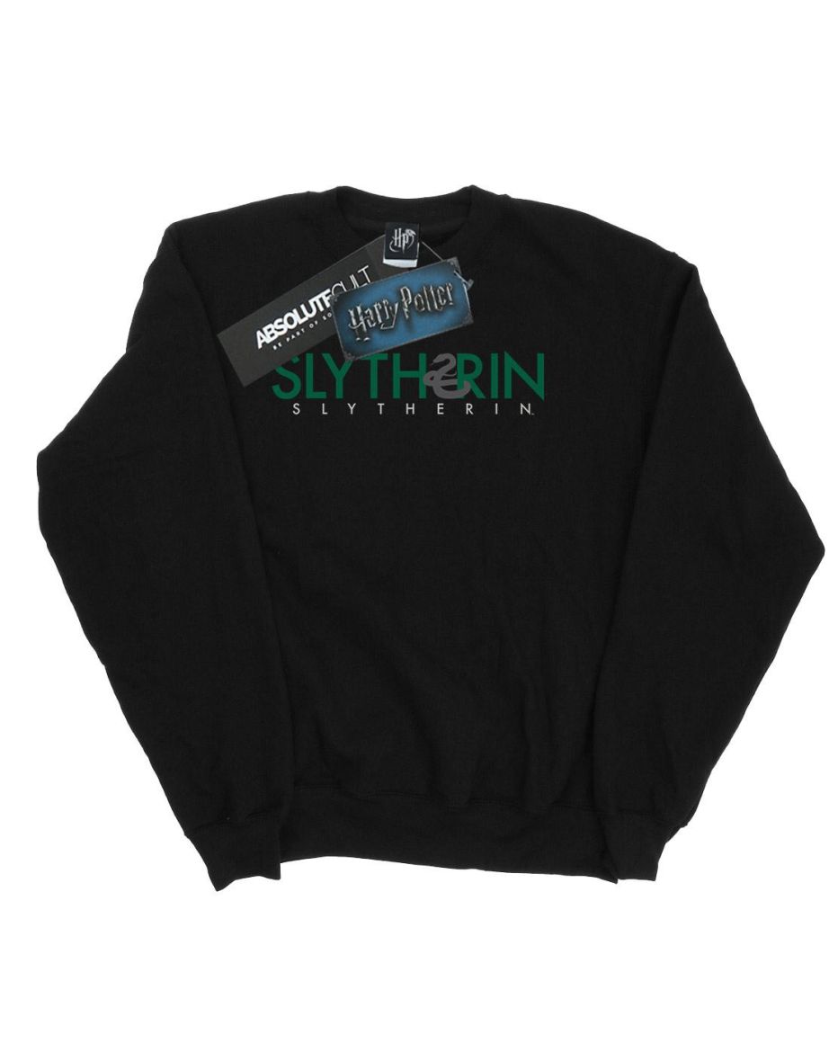 Harry Potter Boys Slytherin Text Sweatshirt - Black - 3