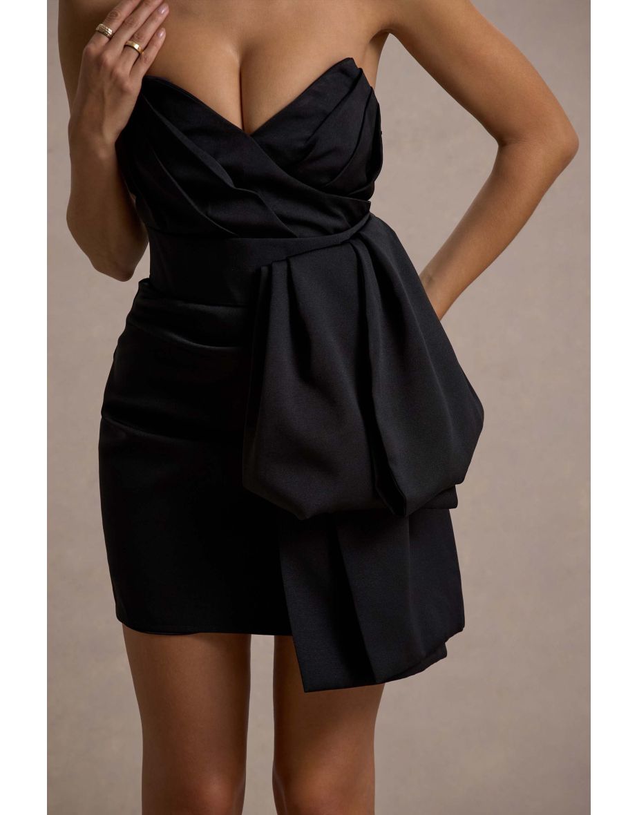 Winner | Black Bandeau Mini Dress With OversizedBow - 6