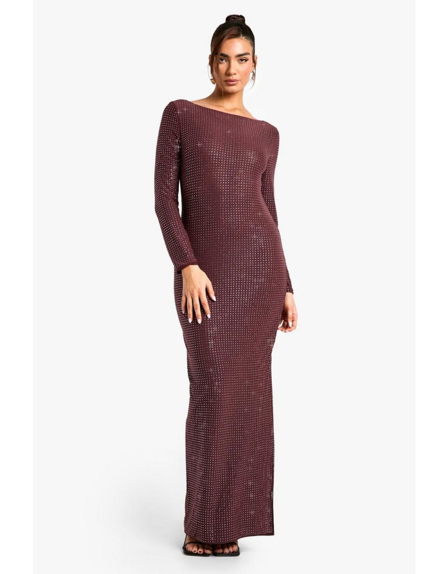Hot Fix Scoop Back Maxi Dress - mauve