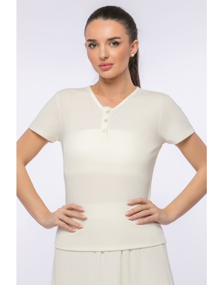 Plain Textured T-Shirt - 3
