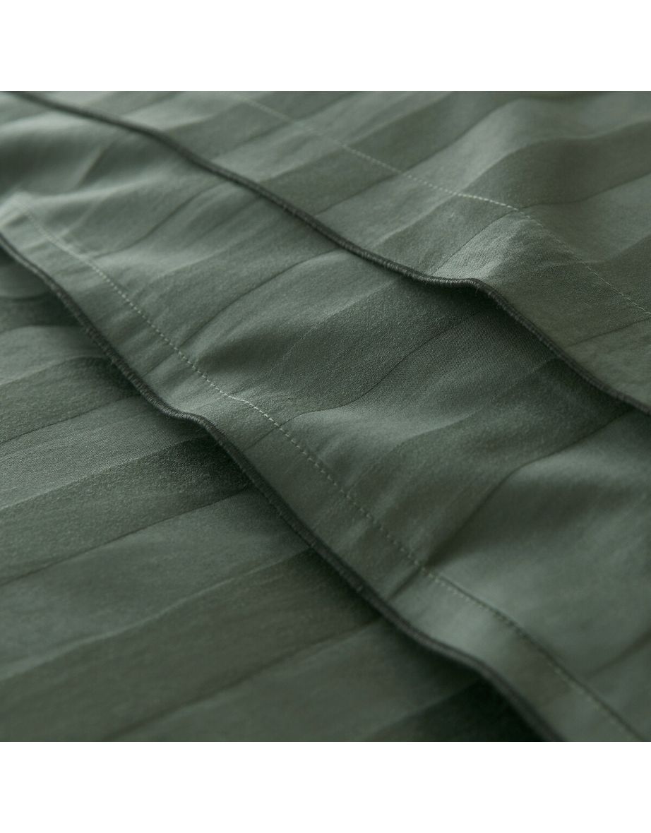 Victor Striped 100% Washed Cotton Satin 300 Thread Count Flat Sheet - 5