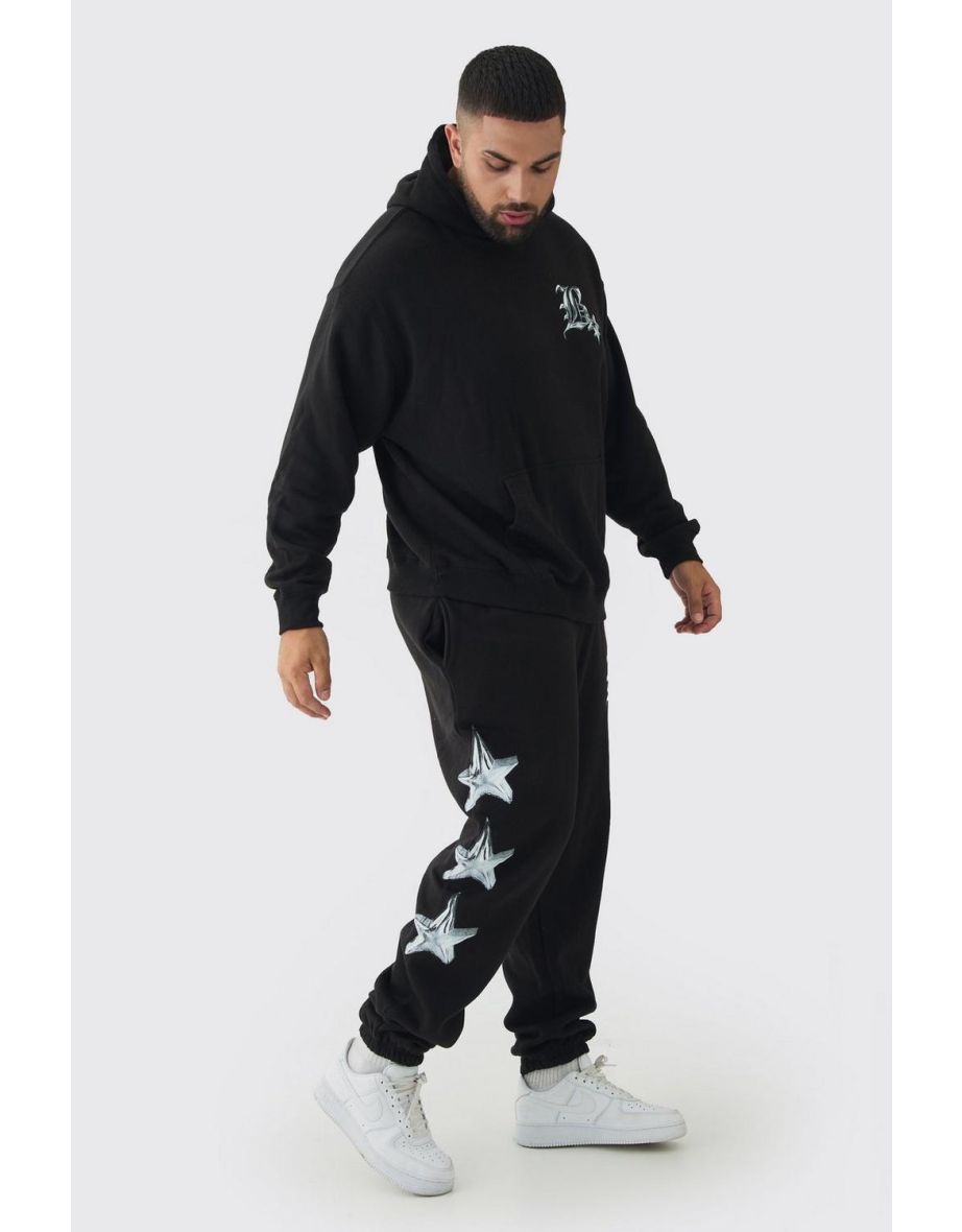 Plus Metallic Y2K Graphic Tracksuit - black