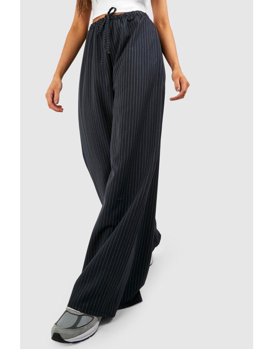 Stripe Wide Leg Trousers - navy - 3