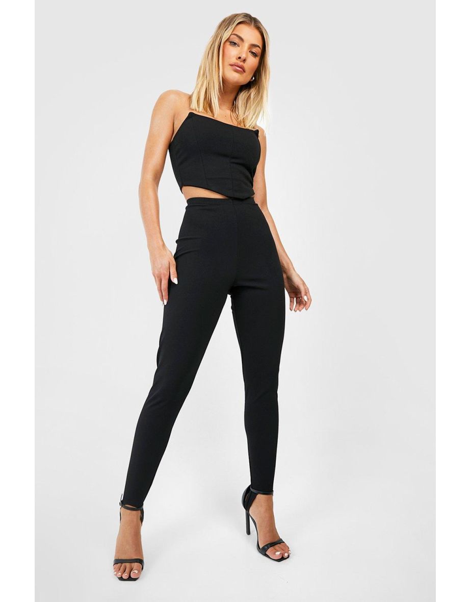 Buy Boohoo Crepe Waistband Leggings In Black