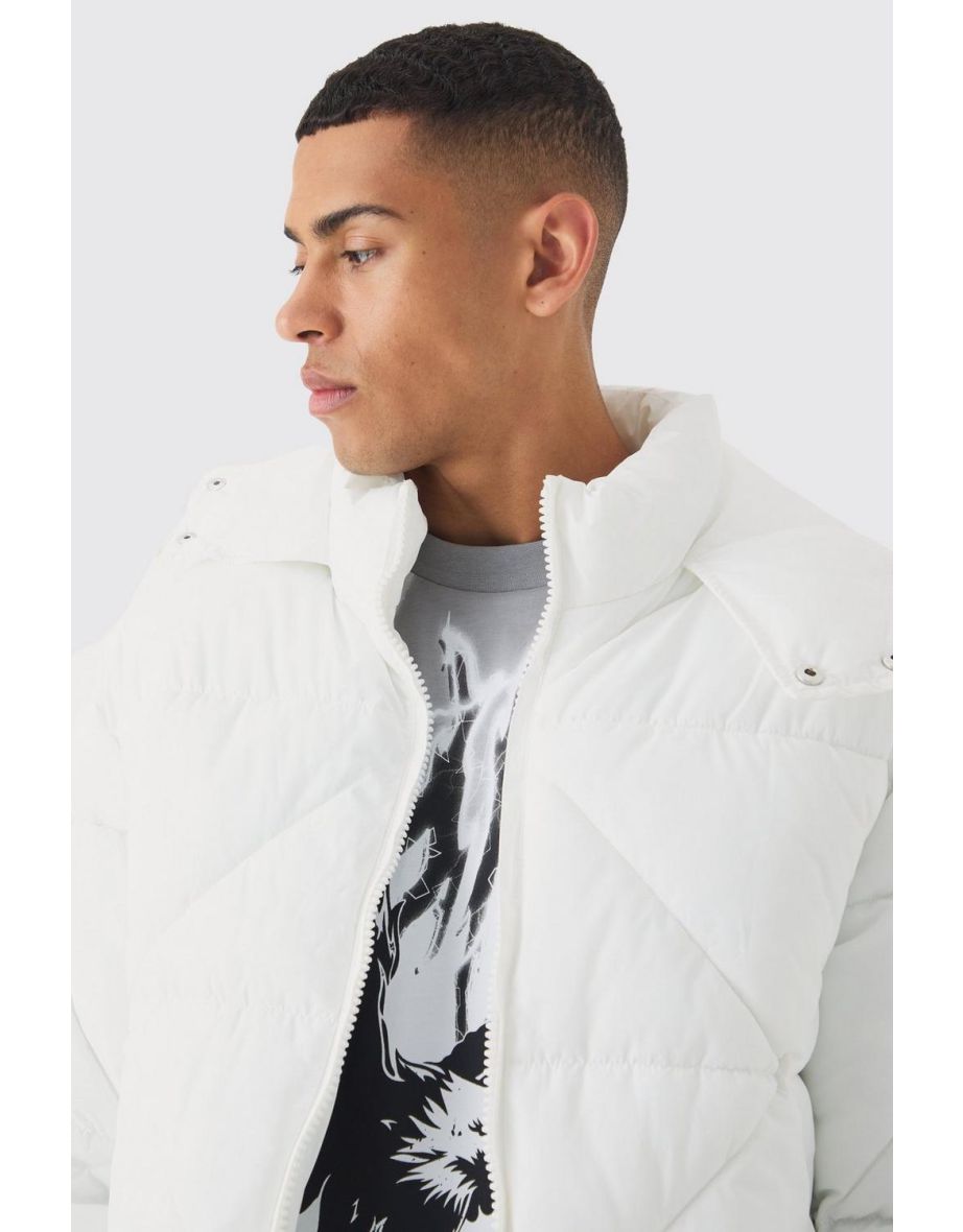 Abstract Quilted Puffer In White - white - 2