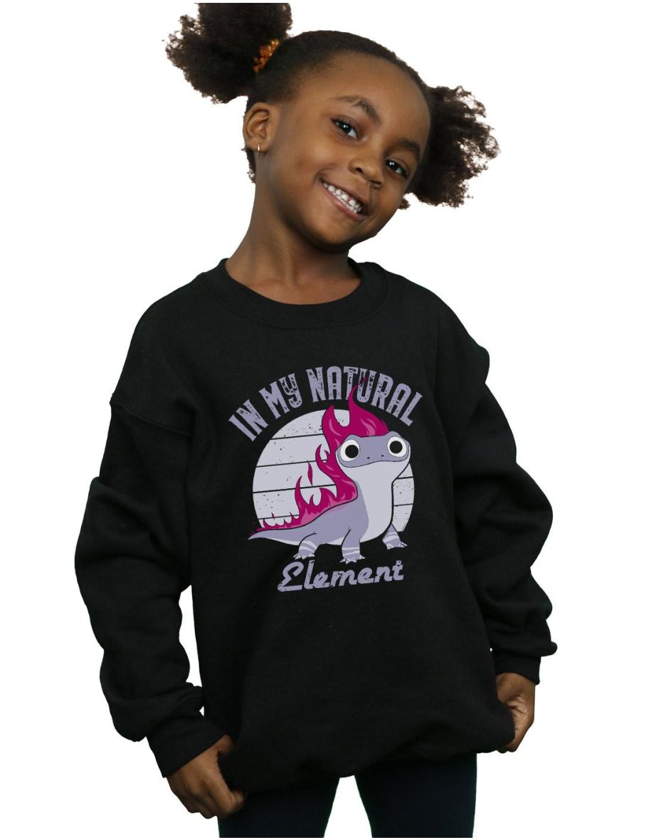 Disney Girls Frozen 2 Salamander Bruni Element Sweatshirt - Black