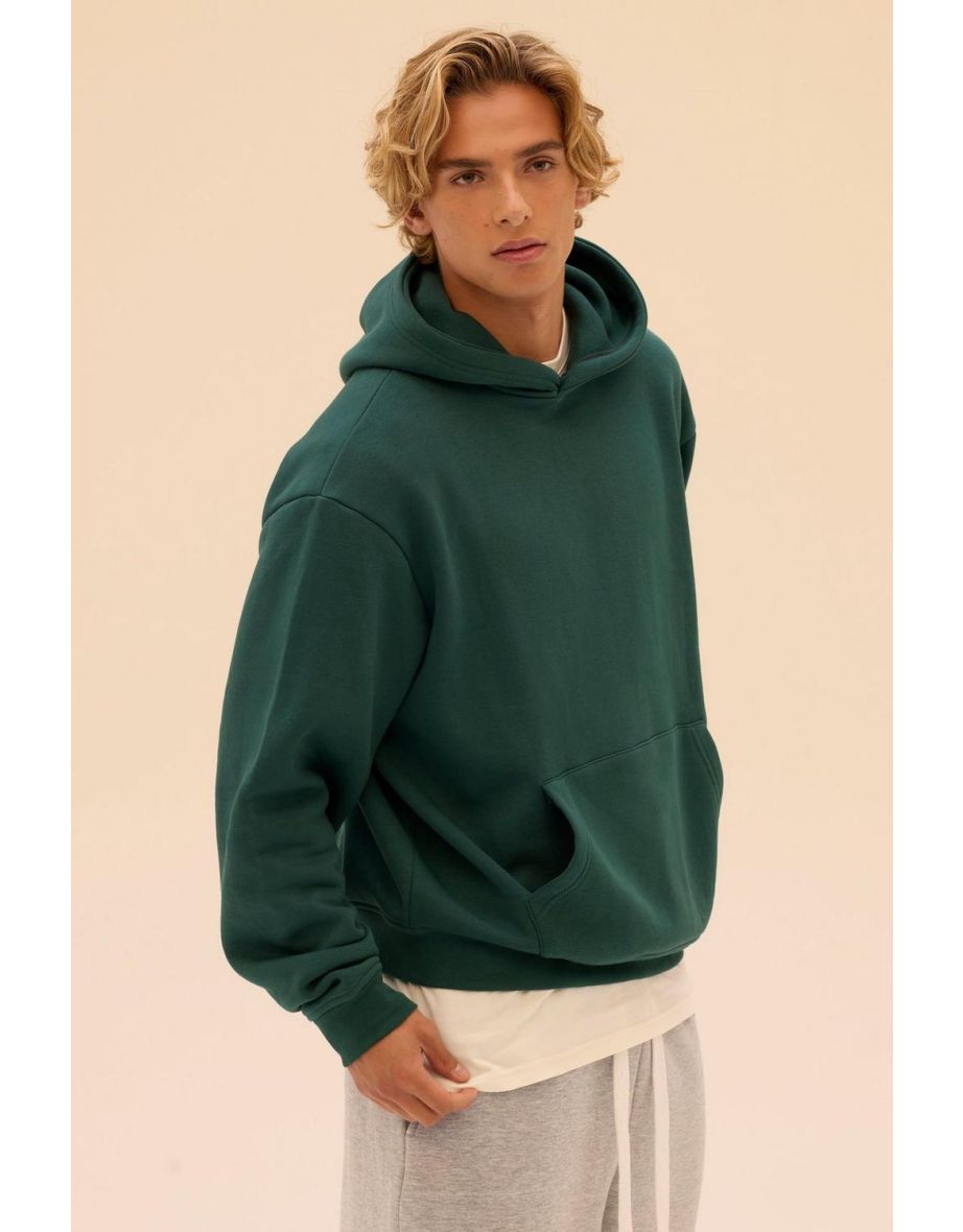 Oversized Boxy Basic Hoodie - forest