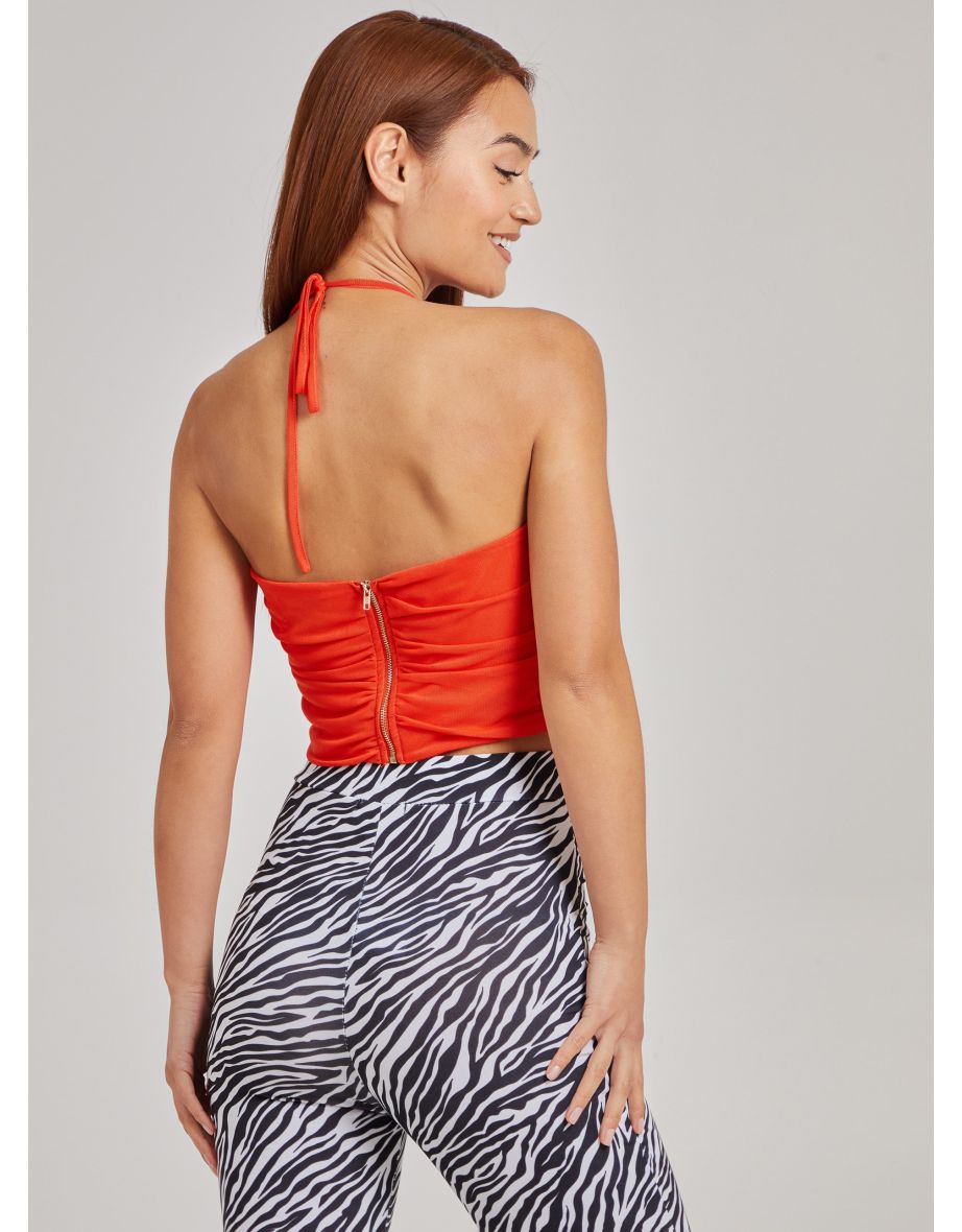 Halterneck Cross Over Mesh Bralette - 4